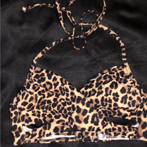 VICTORIA’S SECRET PINK SWIMSUIT CRISS CROSS CUT OUT BIKINI WRAP TOP - Picture 2 of 6